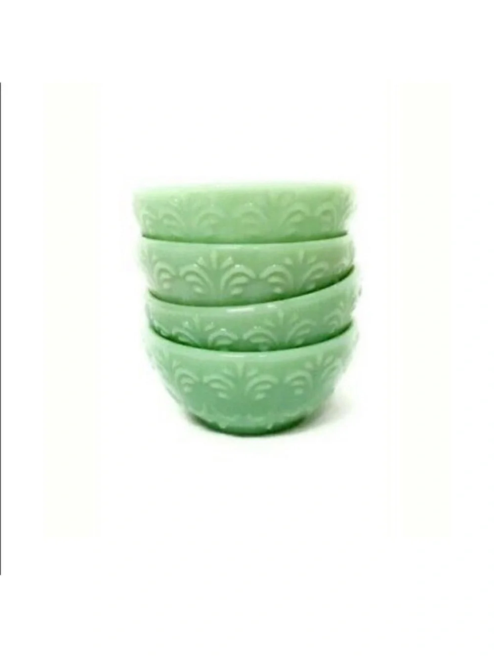 Mint Green Embossed Stoneware Bowls - Set of 4